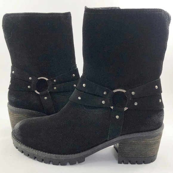 EUC VINTAGE FOUNDRY Sienna Black Suede Lug Sole Ankle Harness Western Boot 11 - Picture 1 of 13